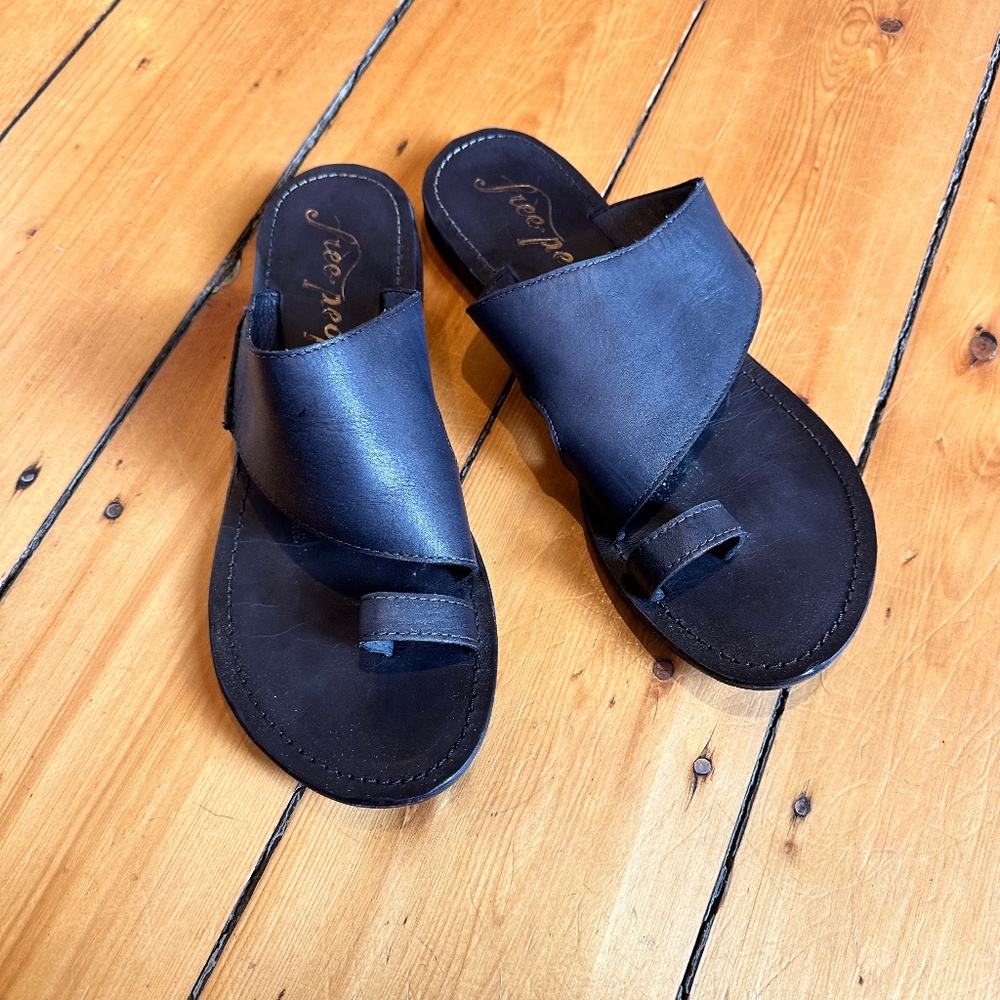 Free People Dark Leather Sandals